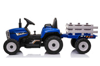 Blue R/C Twin Motor Tractor & Trailer - 12V Kids' Electric Ride On