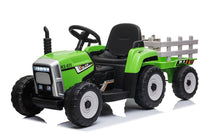 Green R/C Twin Motor Tractor & Trailer - 12V Kids' Electric Ride On