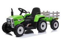 Green R/C Twin Motor Tractor & Trailer - 12V Kids' Electric Ride On